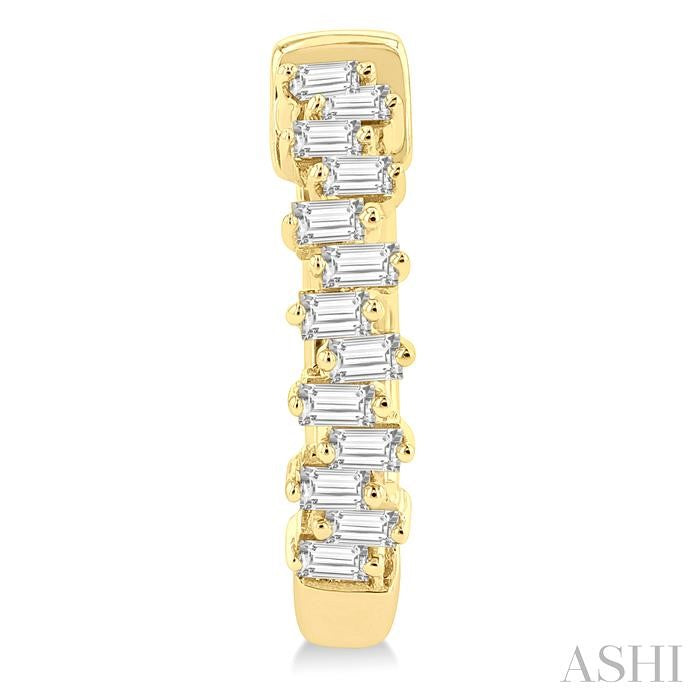 1/3 Ctw Petite Scatter Baguette Cut Diamond Fashion Huggies in 10K Yellow Gold