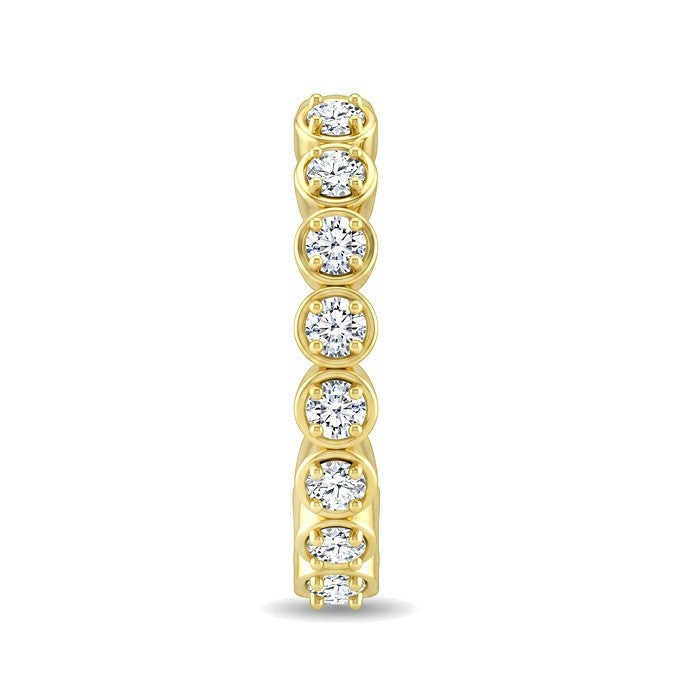 1/8 Ctw Round Cut Diamond Petite Huggie Cuff Earrings in 10K Yellow Gold