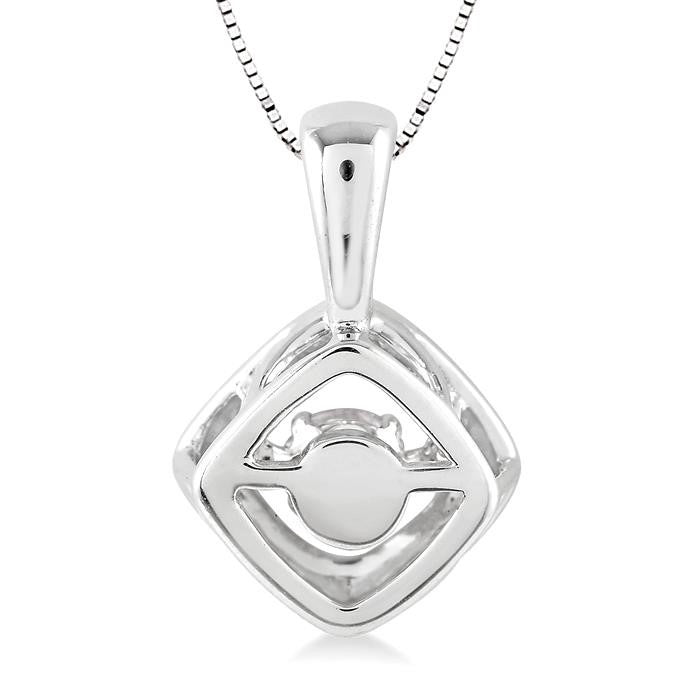 1/5 Ctw Round Cut Diamond Emotion Pendant in 14K White Gold with Chain