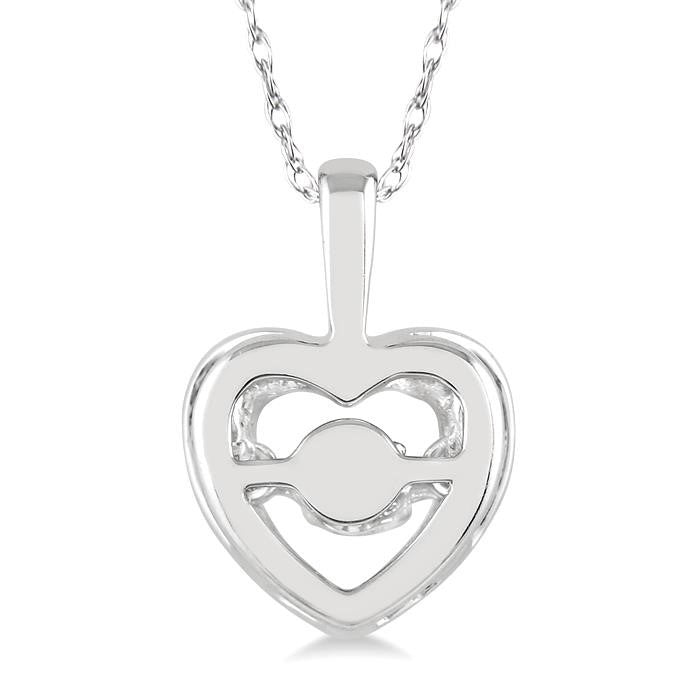 1/20 Ctw Round Cut Diamond Emotion Pendant in 10K White Gold with Chain