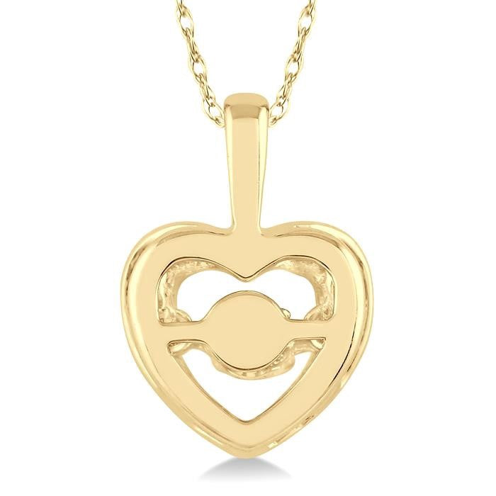 1/20 Ctw Round Cut Diamond Emotion Pendant in 10K Yellow Gold with Chain