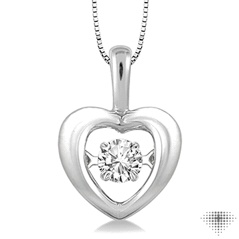 1/20 Ctw Round Cut Diamond Emotion Pendant in 10K White Gold with Chain