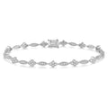 1 1/10 Ctw Marquise and Floral Link Diamond Bracelet in 14K White Gold