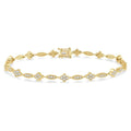 1 1/10 Ctw Marquise and Floral Link Diamond Bracelet in 14K Yellow Gold
