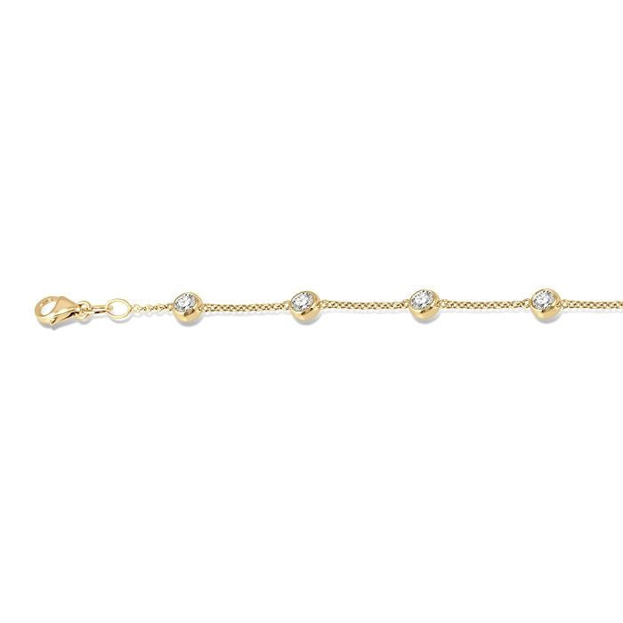 1 Ctw Circular Mount Round Cut Diamond Station Bracelet in 14K Yellow Gold
