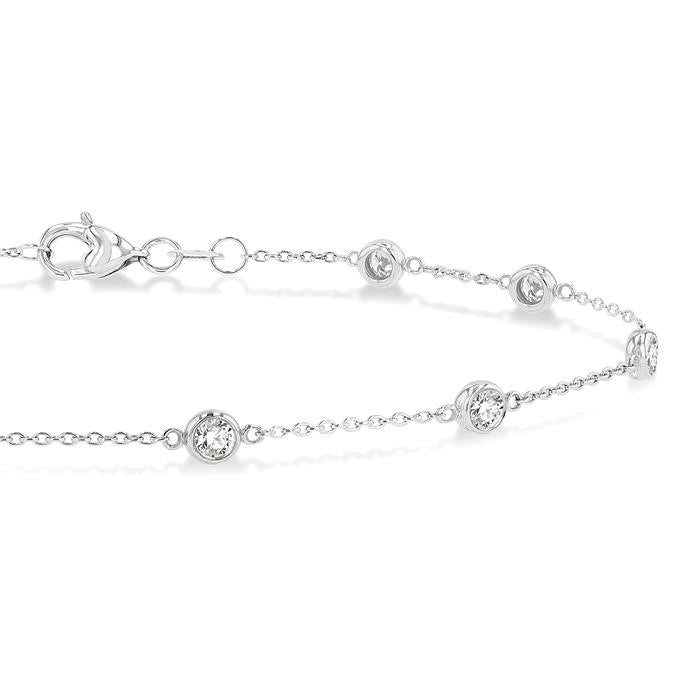 1/2 Ctw Circular Mount Round Cut Diamond Station Bracelet in 14K White Gold