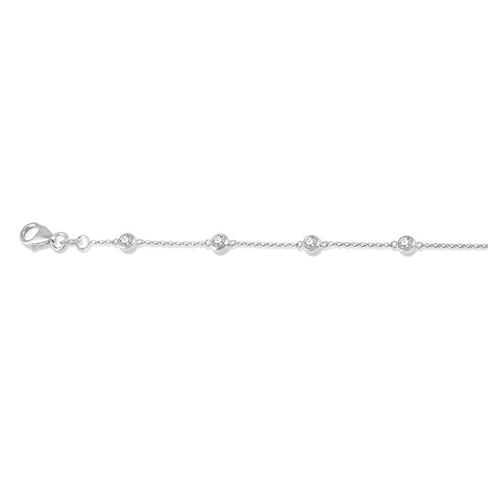 1/2 Ctw Circular Mount Round Cut Diamond Station Bracelet in 14K White Gold