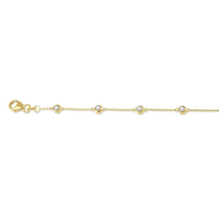 1/2 Ctw Circular Mount Round Cut Diamond Station Bracelet in 14K Yellow Gold
