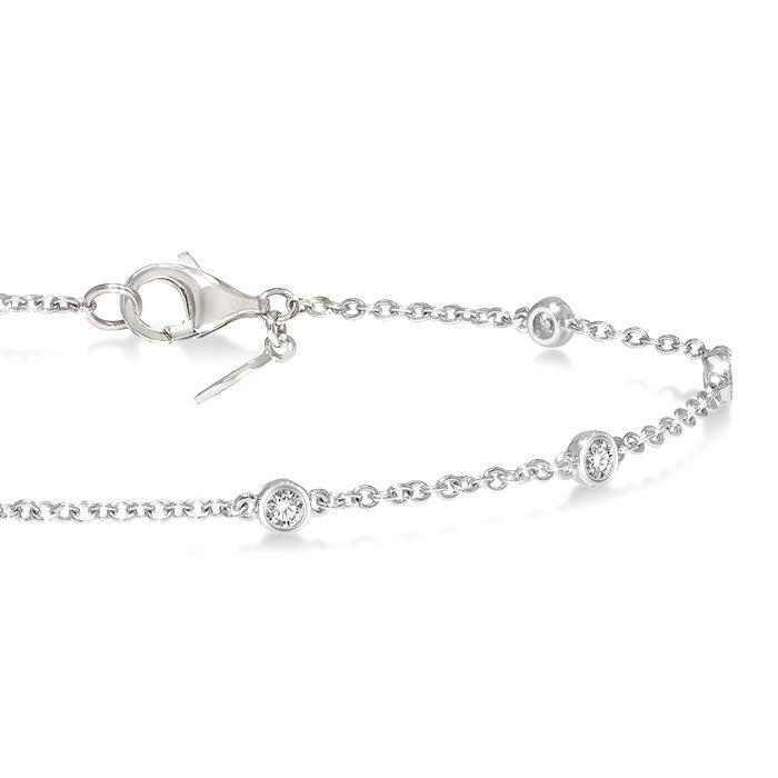 1/4 Ctw Circular Mount Round Cut Diamond Station Bracelet in 14K White Gold