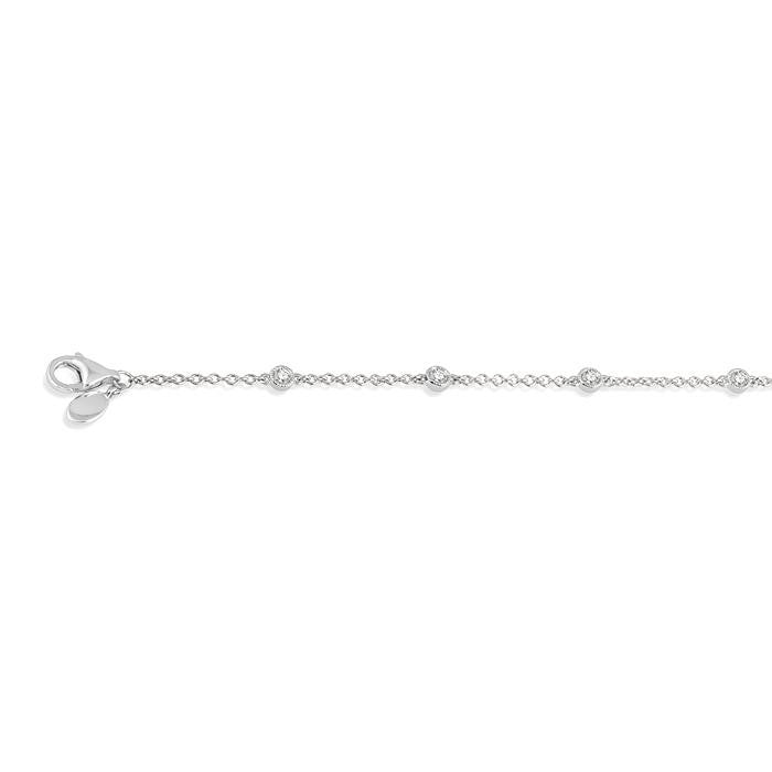 1/4 Ctw Circular Mount Round Cut Diamond Station Bracelet in 14K White Gold