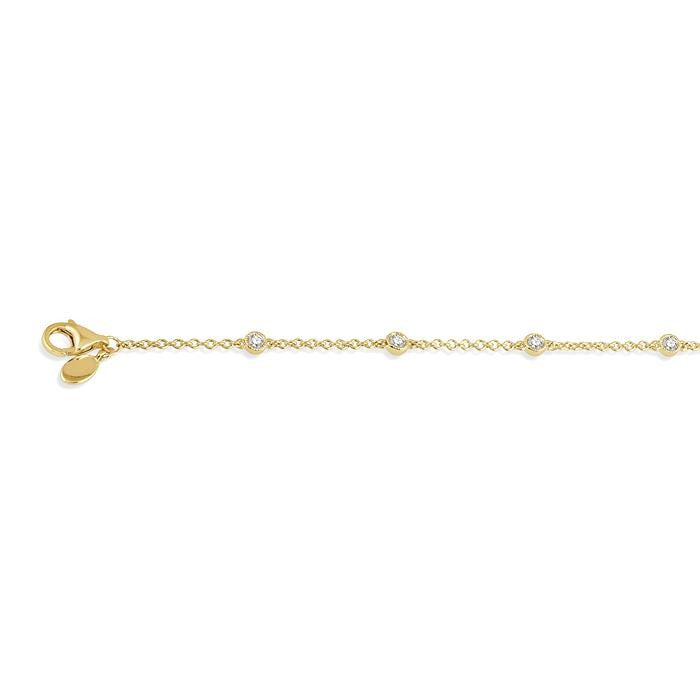 1/4 Ctw Circular Mount Round Cut Diamond Station Bracelet in 14K Yellow Gold