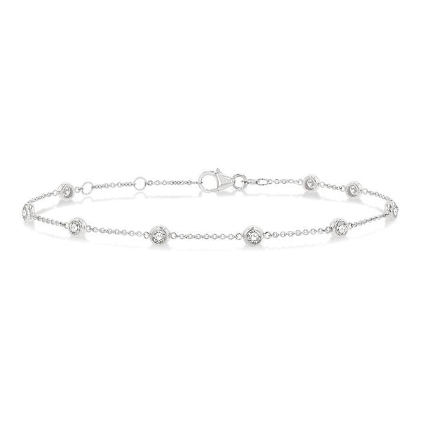 3/4 Ctw Circular Mount Round Cut Diamond Station Bracelet in 14K White Gold
