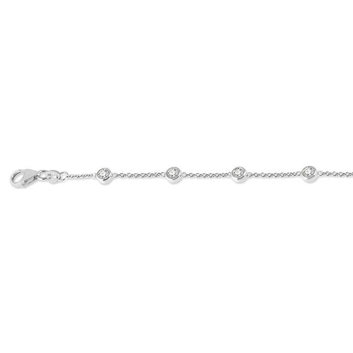 3/4 Ctw Circular Mount Round Cut Diamond Station Bracelet in 14K White Gold