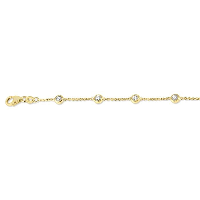 3/4 Ctw Circular Mount Round Cut Diamond Station Bracelet in 14K Yellow Gold