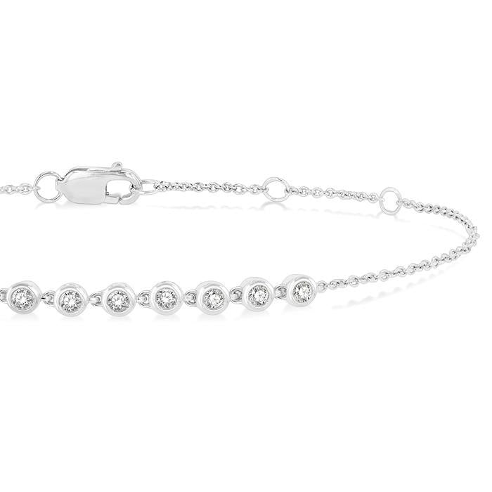 1/5 Ctw Bezel Round Cut Diamond Petite Bracelet in 10K White Gold