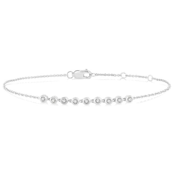 1/5 Ctw Bezel Round Cut Diamond Petite Bracelet in 10K White Gold