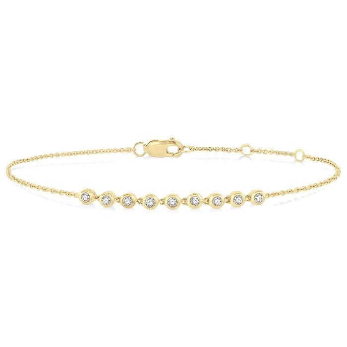 1/5 Ctw Bezel Round Cut Diamond Petite Bracelet in 10K Yellow Gold