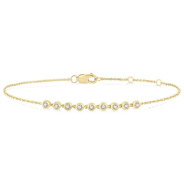 1/5 Ctw Bezel Round Cut Diamond Petite Bracelet in 10K Yellow Gold