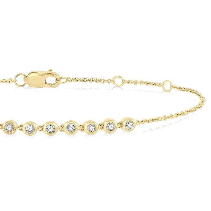 1/5 Ctw Bezel Round Cut Diamond Petite Bracelet in 10K Yellow Gold