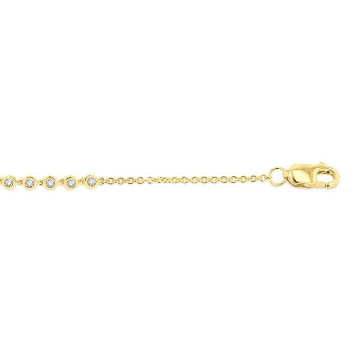 1/5 Ctw Bezel Round Cut Diamond Petite Bracelet in 10K Yellow Gold