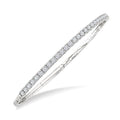 2 Ctw Round Cut Diamond Halfway Straight Flex Bangle in 14K White Gold
