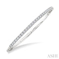 2 Ctw Round Cut Diamond Halfway Straight Flex Bangle in 14K White Gold