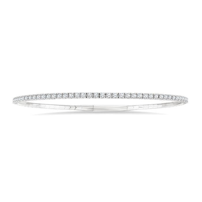 1 Ctw Round Cut Diamond Halfway Straight Flex Bangle in 14K White Gold