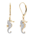 Diamond Sea Horse Dangle Earrings
