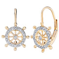 Diamond Ship Wheel Dangle Earring