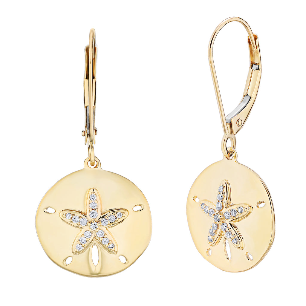 Diamond Sand Dollar Lever Back Earrings