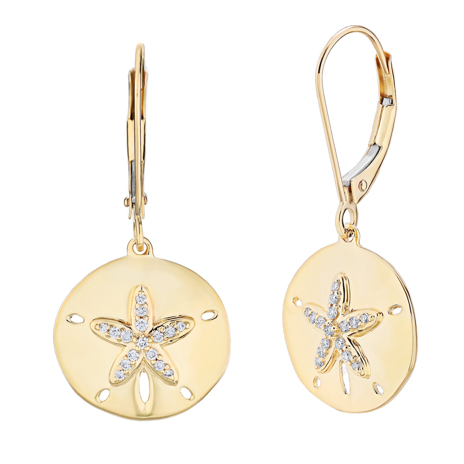 Diamond Sand Dollar Lever Back Earrings