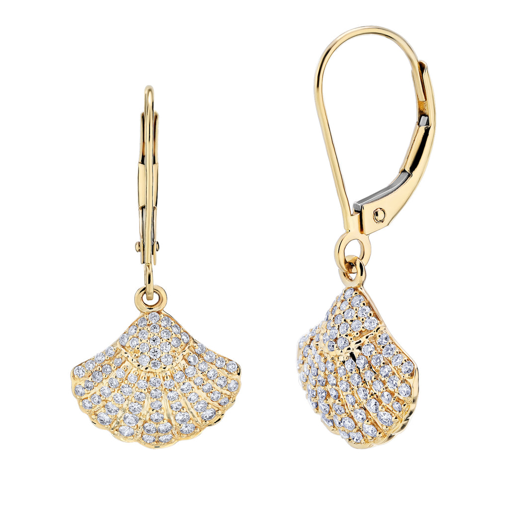 Diamond Sea Shell Earrings