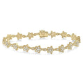 1 1/5 Ctw Flower and Marquise Link Diamond Bracelet in 14K Yellow Gold