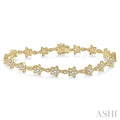 1 1/5 Ctw Flower and Marquise Link Diamond Bracelet in 14K Yellow Gold