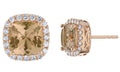Diamond and Cushion Shaped Morganite Halo Earrings