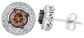 Diamond and Brown Round Halo Earrings