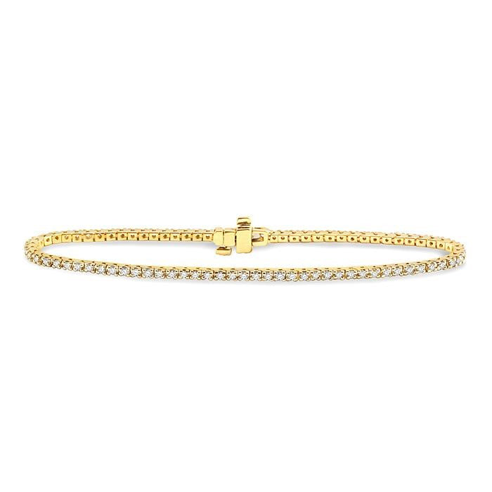 1 Ctw Square Shape Round Cut Diamond Tennis Bracelet in 14K Yellow Gold