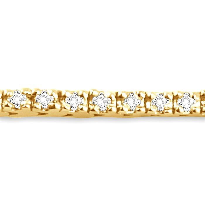 1 Ctw Square Shape Round Cut Diamond Tennis Bracelet in 14K Yellow Gold