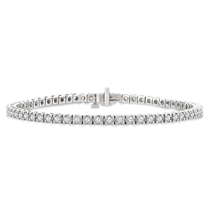 2 Ctw Square Shape Round Cut Diamond Tennis Bracelet in 14K White Gold