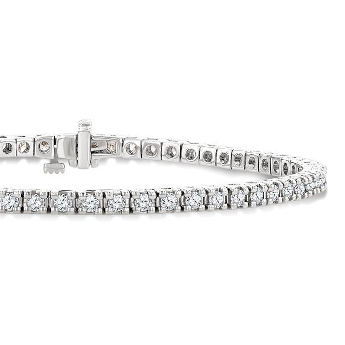 2 Ctw Square Shape Round Cut Diamond Tennis Bracelet in 14K White Gold