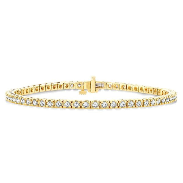 2 Ctw Square Shape Round Cut Diamond Tennis Bracelet in 14K Yellow Gold