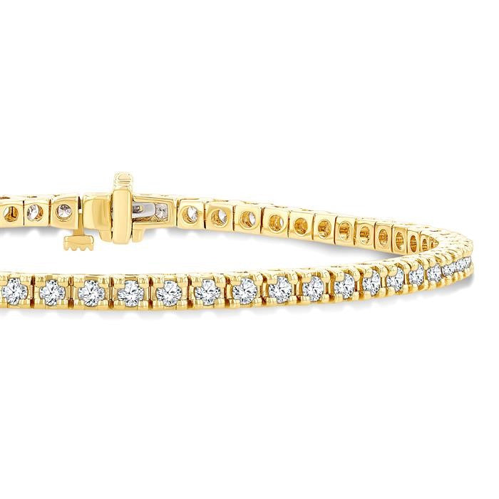2 Ctw Square Shape Round Cut Diamond Tennis Bracelet in 14K Yellow Gold