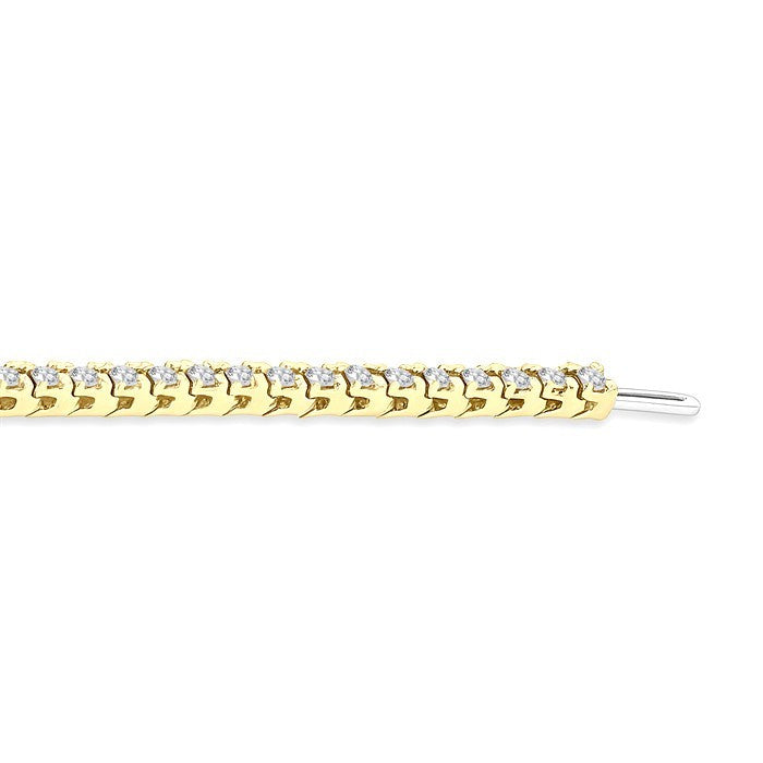 2 Ctw Square Shape Round Cut Diamond Tennis Bracelet in 14K Yellow Gold