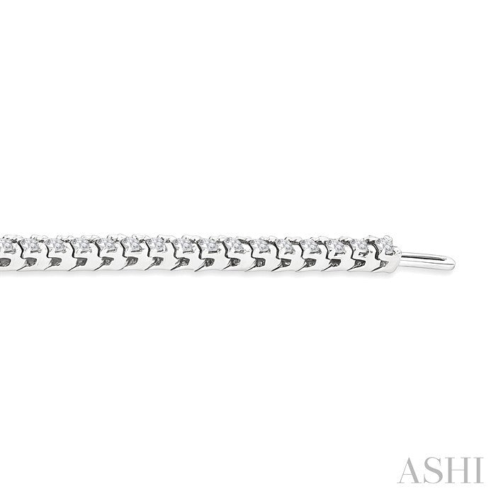 2 Ctw Square Shape Round Cut Diamond Tennis Bracelet in 14K White Gold