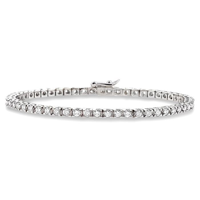 3 Ctw Square Shape Round Cut Diamond Tennis Bracelet in 14K White Gold