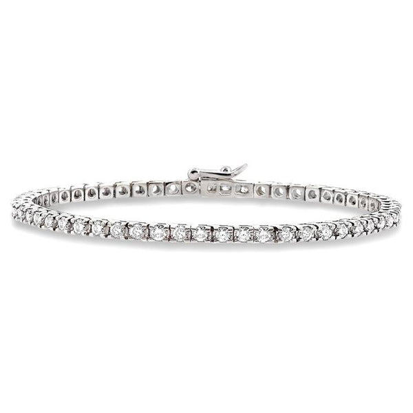 3 Ctw Square Shape Round Cut Diamond Tennis Bracelet in 14K White Gold