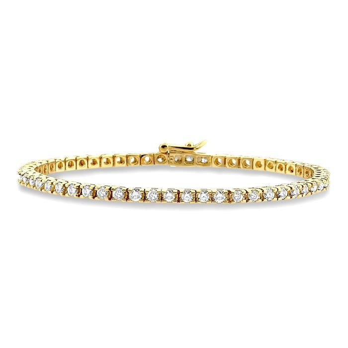 3 Ctw Square Shape Round Cut Diamond Tennis Bracelet in 14K Yellow Gold