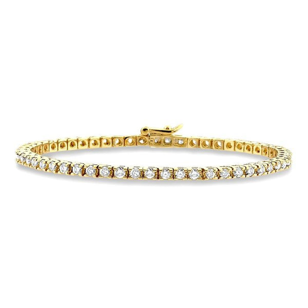 3 Ctw Square Shape Round Cut Diamond Tennis Bracelet in 14K Yellow Gold