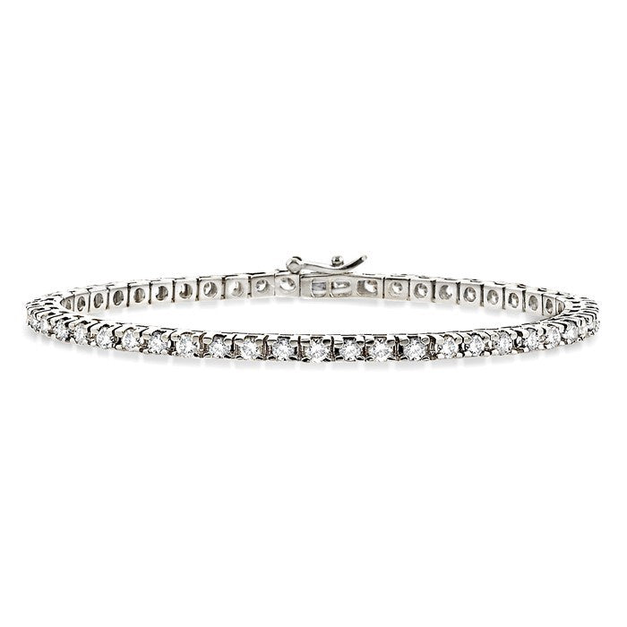 4 Ctw Square Shape Round Cut Diamond Tennis Bracelet in 18K White Gold