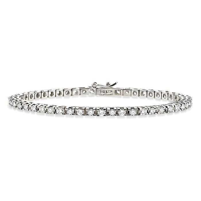 4 Ctw Square Shape Round Cut Diamond Tennis Bracelet in 14K White gold